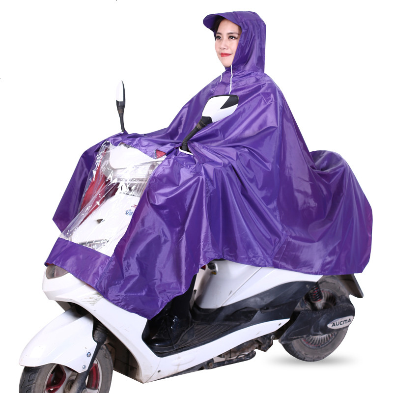 超大雨衣电动车单人摩托车雨衣男女士大帽檐加大加厚雨衣雨披包邮_1 XXXXL_紫色_1215加大号