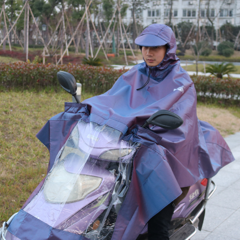 暴龙雨衣电动车雨披电瓶车摩托车成人单人男女加大加厚反光大帽檐_2 599紫色