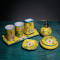 中式卫浴五件套陶瓷黄色洗漱套装卫生间样板房摆设结婚乔迁礼 粉盒(方) 默认尺寸