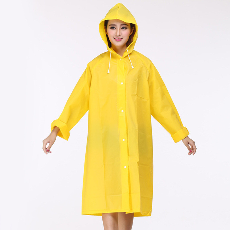 夕雨男女款户外成人雨衣半透明磨砂加厚eva雨衣成人雨披_1 TXY001黄色