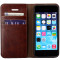 iCoverCase苹果5s手机壳手机套真皮适用于iphone5s/SE 棕色--赠送钢化膜+透明壳