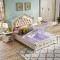 A家家具 美式乡村白色双人床 高箱床 1.8米真抽地暖排骨架+床垫+床头柜