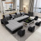 沙发客厅整装布艺沙发小户型贵妃转角组合北欧现代简约u型l型家用_955_786 两件套2.4米（送地毯）_黑色+灰色