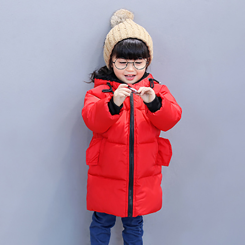 2016新款童装儿童棉服加厚连帽冬装时尚舒适韩版可爱女童棉衣外套 红色 130码建议身高120-130左右