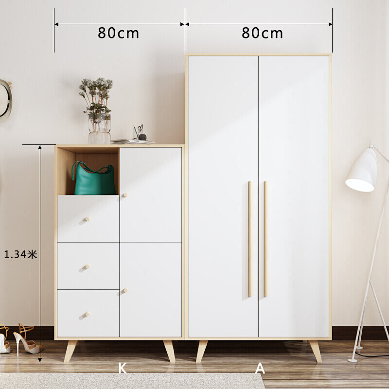 北欧衣柜两组装衣柜简约现代卧室板式2柜子小户型衣橱B-衣柜2 K+A(1.6米组合)