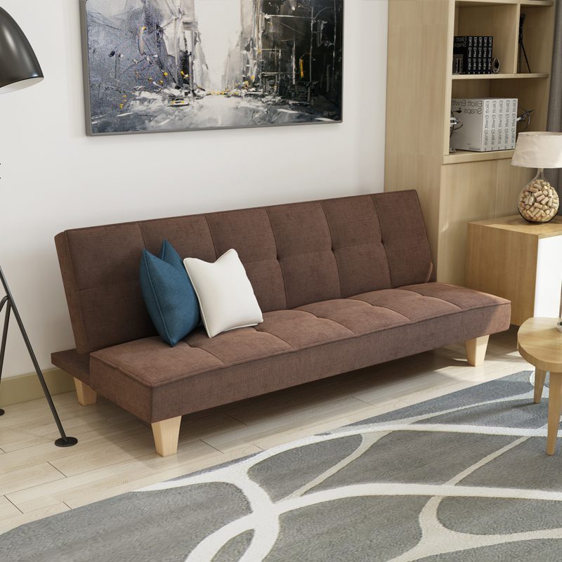 简约现代小户型多功能实木沙发床可折叠单双人客厅皮布艺沙发床_376_284 165长咖啡色麻布款_1.5米-1.8米
