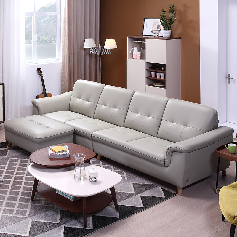 左右真皮沙发现代北欧时尚大小户型客厅沙发组合套装实木家具DZY6008