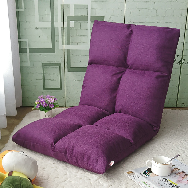 懒人沙发单人榻榻米卧室阳台宿舍小沙发床上 靠背椅折叠可爱地板椅 紫色8格