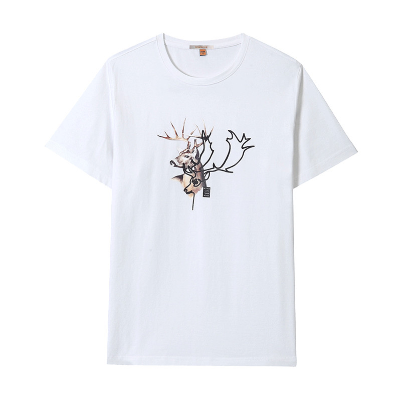 罗蒙(ROMON)夏季男士时尚短袖T恤25K3010 白色 3XL