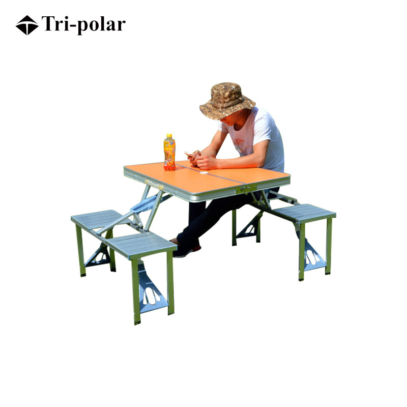三极户外(Tripolar) TP8867 折叠桌椅旅游铝连体折叠桌椅便携桌子椅子铝合金桌椅野餐桌摆摊展 橘色