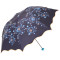 天堂伞 彩胶防紫外线三折黑杆钢骨晴雨伞 遇水现花藏青