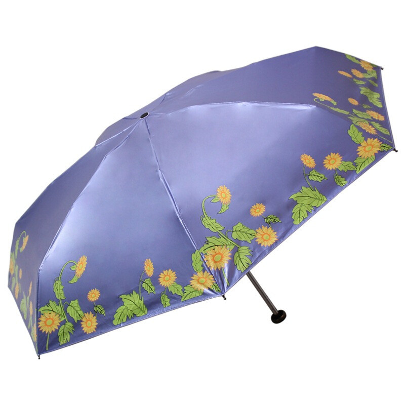 天堂伞 彩胶防紫外线三折黑杆钢骨晴雨伞 崇尚自然紫色