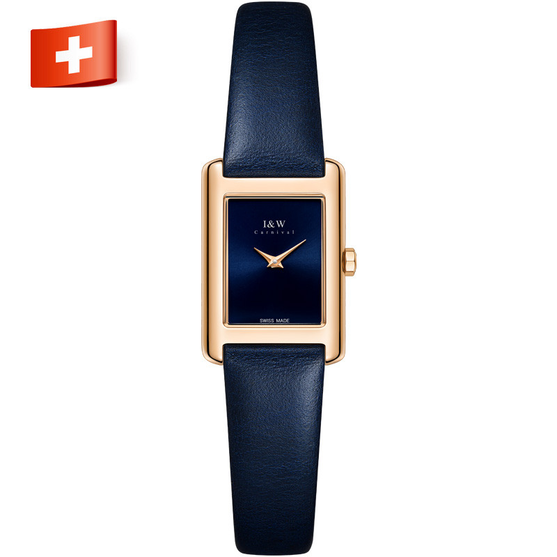 瑞士I&W手表女士手表时 方形手表女简约气质正品名牌手表女ins风