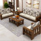 景山百岁 沙发 实木沙发 现代新中式沙发布艺沙发 大小户型客厅木质家具沙发组合 1+1+3人位