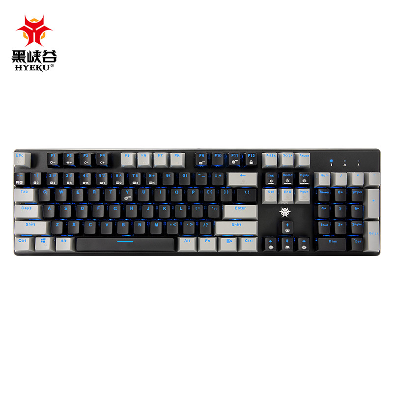 黑峡谷（Hyeku）GK706B 104键机械键盘MX轴电竞游戏键盘有线吃鸡键盘台式笔记本电脑键盘 黑灰色青轴