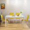 餐桌 椅组合长方形4人6人椅子家用简约现代小户型吃饭桌子玻璃餐桌 6钢木麻布黄椅