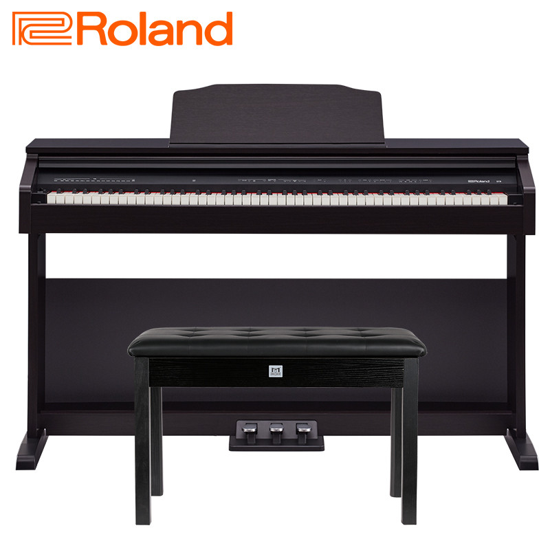 罗兰（Roland）电钢琴RP30智能带盖88键重锤立式数码钢琴黑棕色+琴凳礼包 家用经典黑棕+琴凳礼包