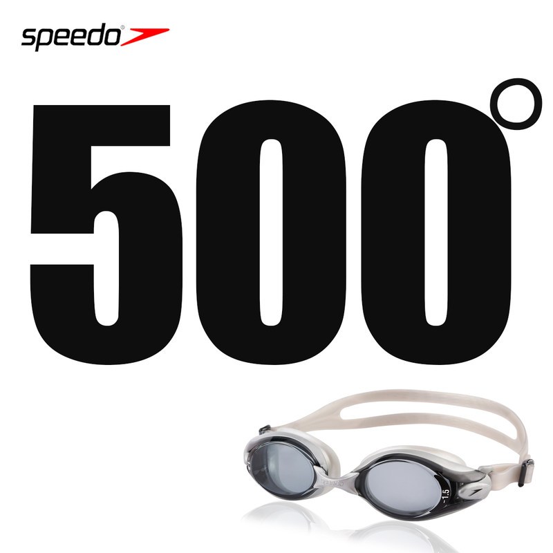 speedo速比涛进口近视泳镜男女高清防雾游泳眼镜可左右不同度数_808 银色/暗灰500度