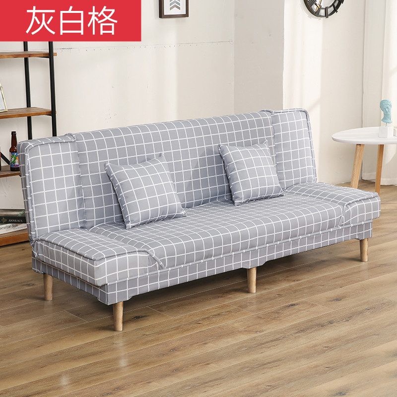 可折叠沙发床两用出租房经济型北欧风多功能单人理发店沙发小户型_1 灰白格（1.8米*0.97米）送抱枕