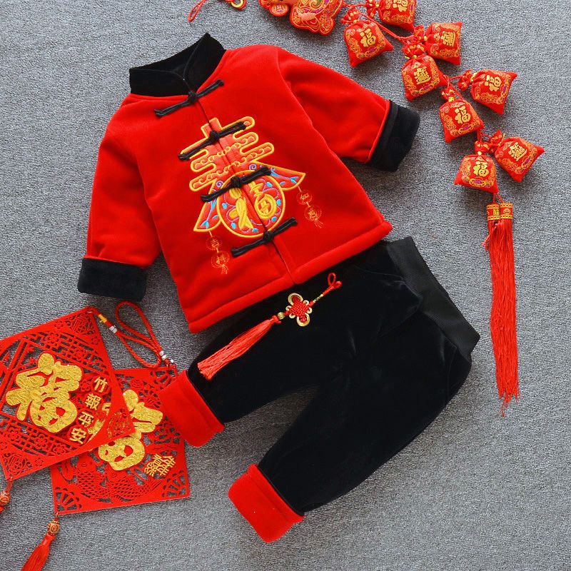 tyburn周岁宝宝衣服拜年服女童唐装婴儿过年衣服新年装中国风童装抓周