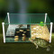 养龟的专用缸小型水陆缸带晒台别墅玻璃金鱼缸鱼龟混养缸乌龟缸 默认尺寸 混养特大裸(升级款)