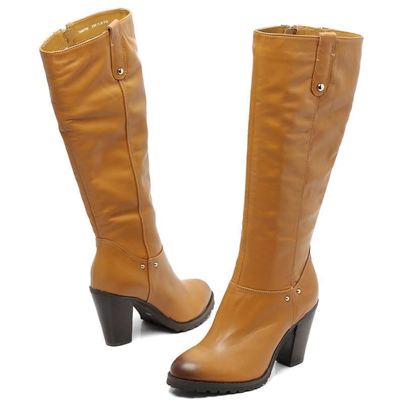 TEENMIX\/天美意2012冬季黄色软牛皮女皮靴6