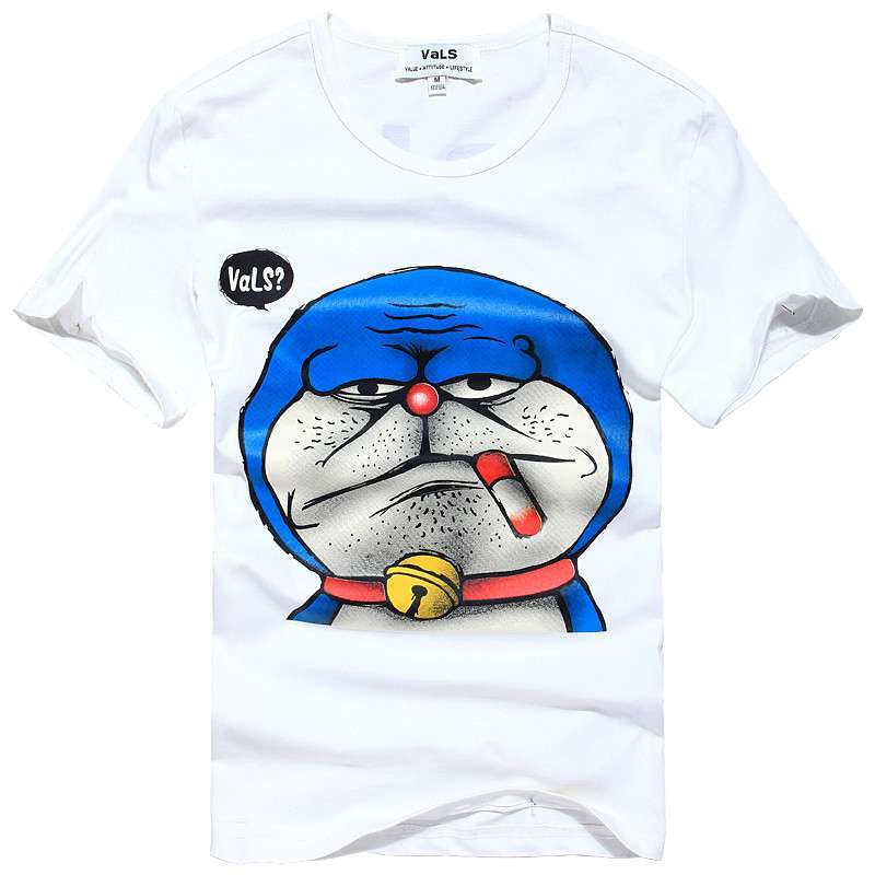 VaLS 男装男士圆领机器猫印花短袖T恤01020