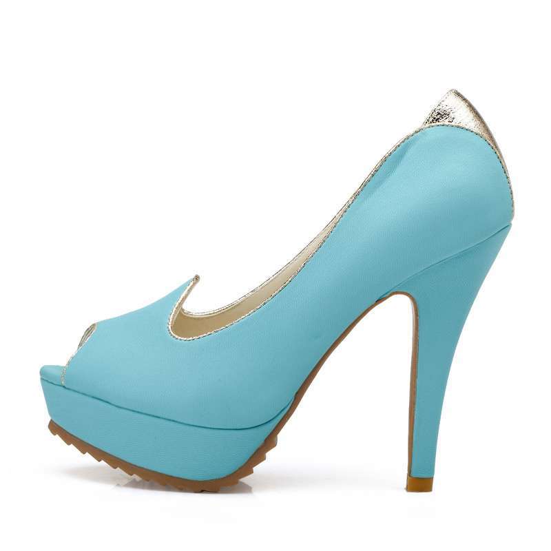 Josiny卓诗尼时尚鱼嘴鞋防水台高跟浅口细跟女