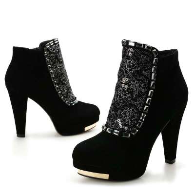 四季风女鞋正品2013秋冬新品粗跟裸靴防水台