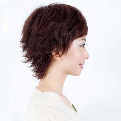 短发女士假发真人发丝 短发有点小<em>反翘发型</em>jia