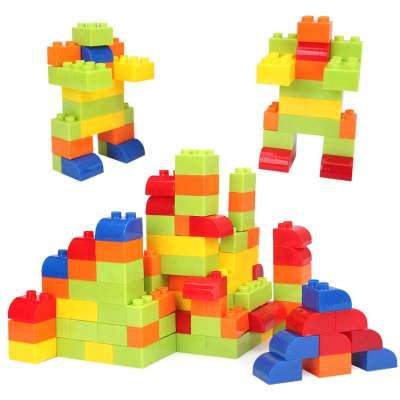爱亲亲 新100粒大块桶装益智积木 乐高式拼装积木 塑料 拼插智力玩具