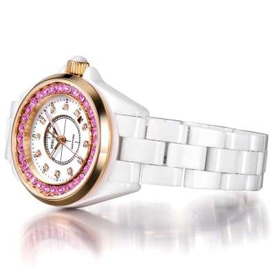 BERLIGET宝丽爵正品瑞士手表 镶钻陶瓷表白
