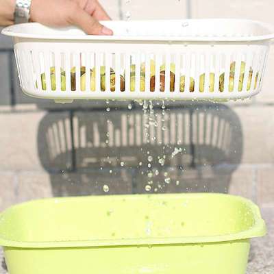 贸号双层塑料篮厨房架沥水沥水碗筷滴水篮二金玫瑰花镀金图片