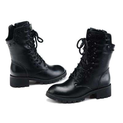 古奇天伦 2013秋冬新款 女王系列真皮皮靴 铆钉