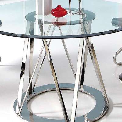 库米现代圆餐桌 钢化玻璃餐台 不锈钢简约餐桌组合五金家具1038B 透玻璃【报价、价格、评测、参数】_客厅\/餐厅家具_苏宁易购