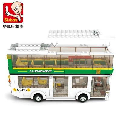 小鲁班乐高式拼装积木城市双层巴士 6岁以上男