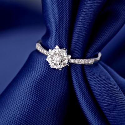 珂兰钻石18K金1克拉效果结婚群镶钻戒指 正品