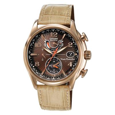 <em>Citizen</em> <em>西铁城</em> 女士棕色圆形真皮带<em>光动能手表</em>