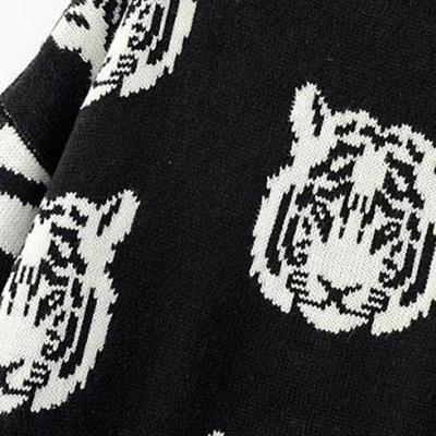 2014秋冬新款欧美虎头图案<em>毛衣</em>女短款<em>宽松毛</em>