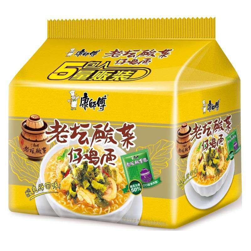 康师傅老坛酸菜仔鸡面 123g/组*5
