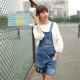 2016新款女装英文字母印花短裤吊带裤牛仔背