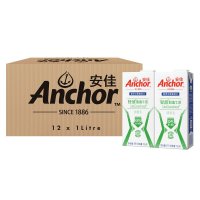 安佳（Anchor）轻欣脱脂牛奶1L*12盒整箱 新西兰进口 牛奶 （新老包装交替发货）