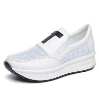 绅洛 时尚潮流鞋网布鞋女夏季增高小白鞋透气