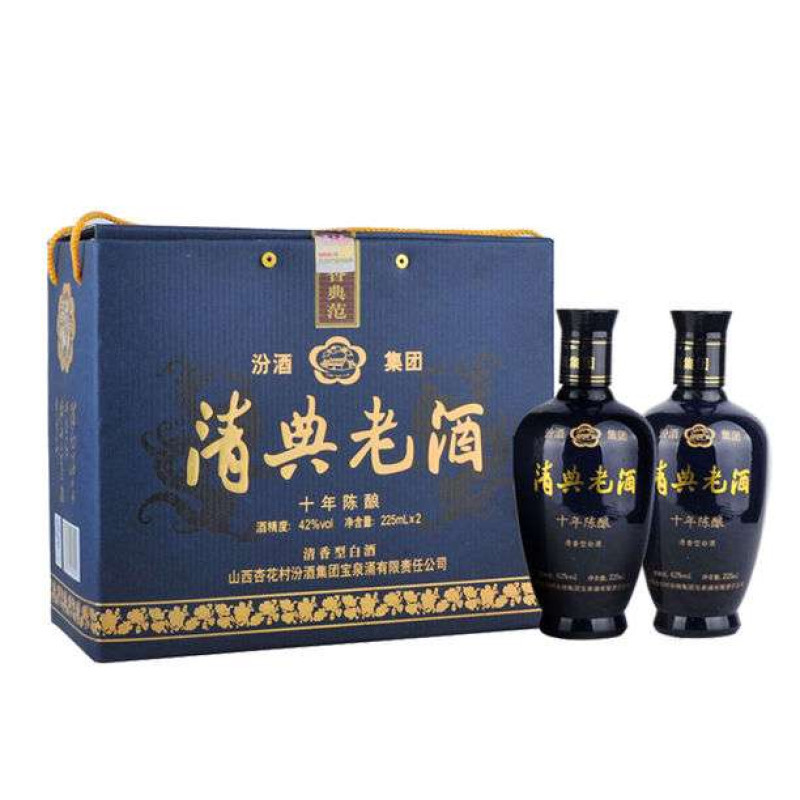 汾酒225ml42度,汾酒225ml53度 汾酒清典老酒十年陈酿礼盒42度225ml(2瓶装)