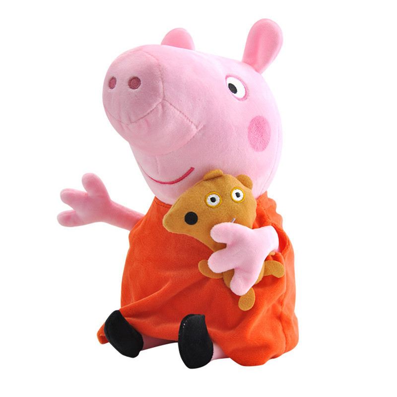 小猪佩奇peppa pig毛绒玩具佩佩抱熊 30cm