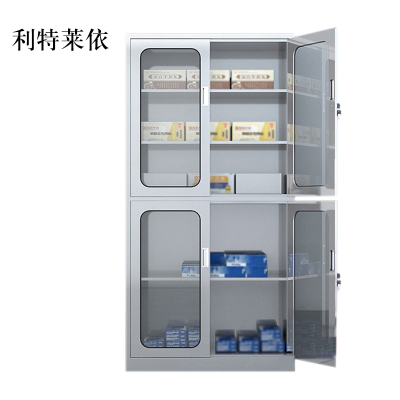利特莱依文件柜不锈钢柜子储物柜资料柜档案柜带锁文件柜304上下玻文件柜