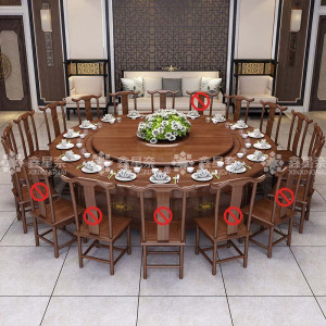 鑫星奈 电动餐桌餐厅大圆桌转盘餐桌椅组合 2.2米圆桌 12把餐椅