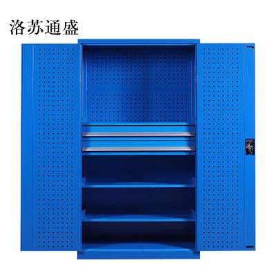 洛苏通盛工具柜加厚铁皮储物柜工厂车间用带抽屉汽修多功能收纳柜通门内二抽柜蓝色