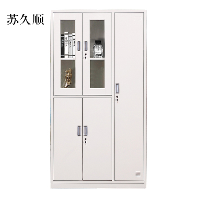 苏久顺钢制五门玻璃更衣柜员工柜铁皮职工储物柜带锁文件柜鞋柜资料柜子(标准款)