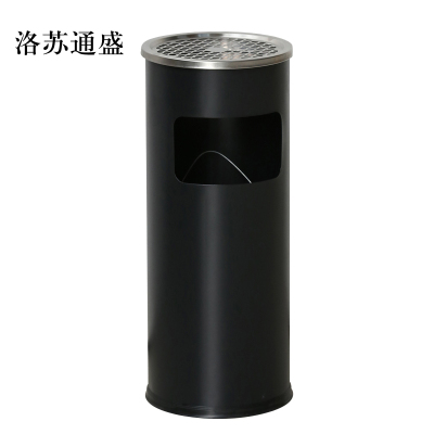 洛苏通盛不锈钢垃圾桶烟蒂柱灭烟桶带烟灰缸室外电梯口立式丽格圆形黑色